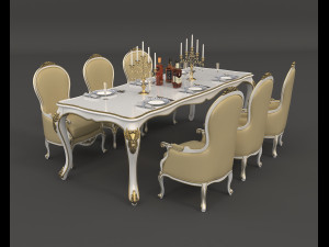 european style dinning table 5 Modello 3D