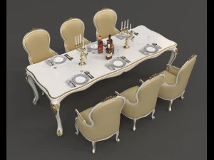 european style dinning table 5 3D Model
