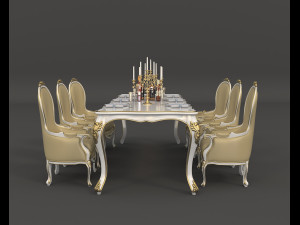 european style dinning table 5 3D-Modell
