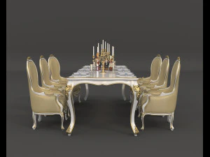 european style dinning table 5 3D Model