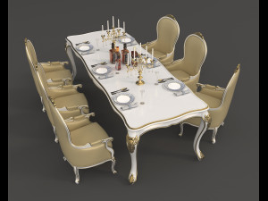 european style dinning table 5 3D-Modell