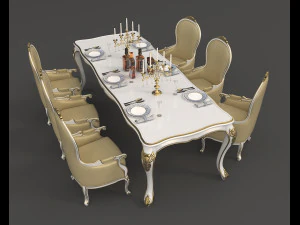 european style dinning table 5 3D Model