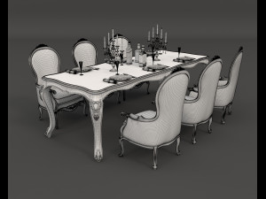 european style dinning table 5 3D-Modell