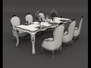 european style dinning table 5 3D Model