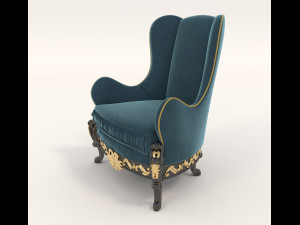 european styte armchair and table set Model 3D