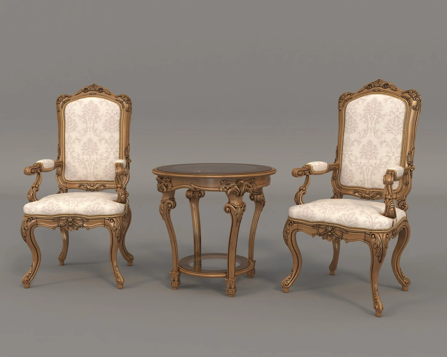 classic armchair and table set 3 3D Model .c4d .max .obj .3ds .fbx .stl .blend