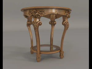 classic armchair and table set 3 3D Model