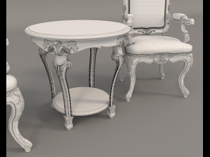 classic armchair and table set 3 3D मॉडल