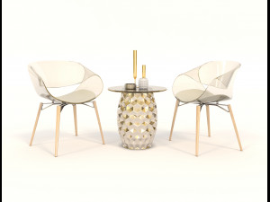 modern table and chair set 6 3D Model