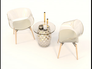 modern table and chair set 6 3D Model
