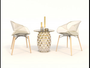 modern table and chair set 6 3D Model