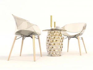 modern table and chair set 6 3D Model