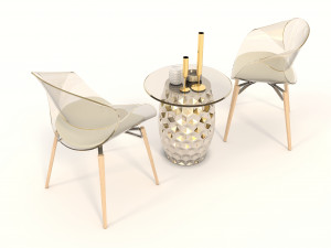modern table and chair set 6 3D Model