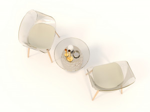 modern table and chair set 6 3D Model