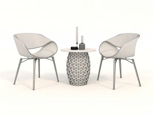 modern table and chair set 6 3D Model