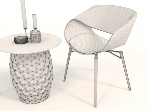 modern table and chair set 6 3D Model