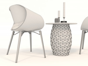 modern table and chair set 6 3D Model