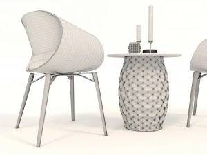 modern table and chair set 6 3D Model