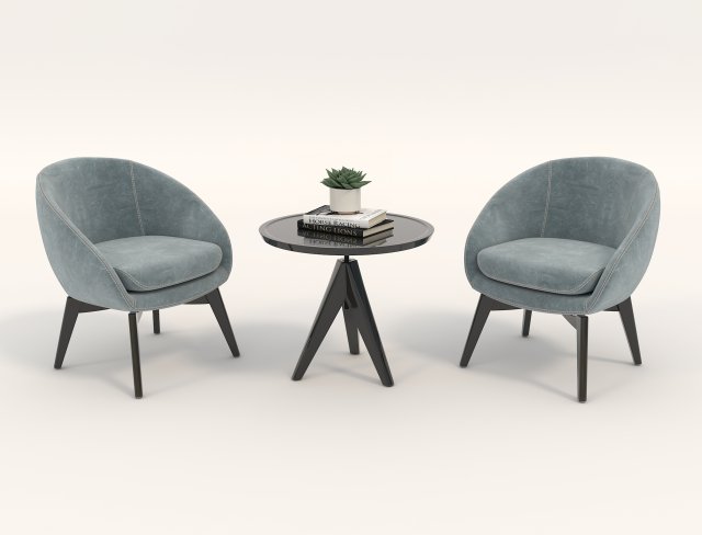 coffee table and chairs 3D Модель .c4d .max .obj .3ds .fbx .stl .blend 