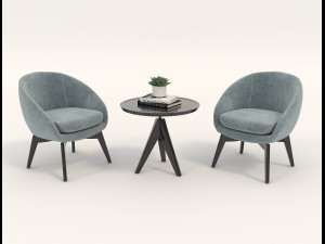 coffee table and chairs 3D Model