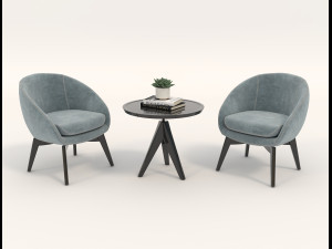 coffee table and chairs Modelo 3D