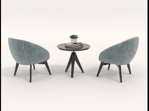coffee table and chairs 3D Модель