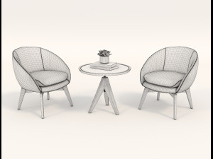 coffee table and chairs 3D Модель