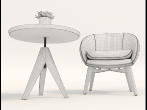 coffee table and chairs 3D Модель