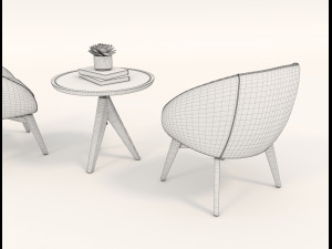 coffee table and chairs 3D Модель