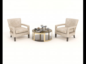 coffee table and chairs 2 Modèle 3D
