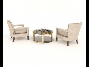 coffee table and chairs 2 3D मॉडल