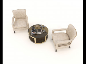 coffee table and chairs 2 3D मॉडल