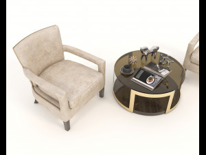 coffee table and chairs 2 3D मॉडल