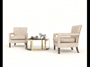 coffee table and chairs 2 3D मॉडल