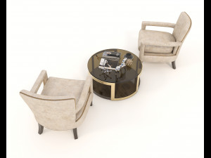 coffee table and chairs 2 3D मॉडल