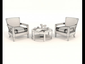 coffee table and chairs 2 3D मॉडल