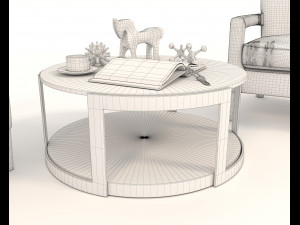 coffee table and chairs 2 3D मॉडल