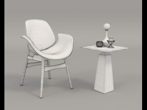 coffee table and chairs 3 Model 3D