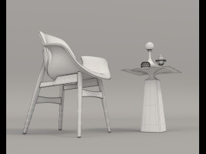 coffee table and chairs 3 Model 3D