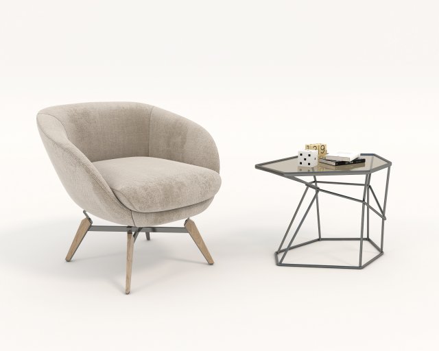 coffee table and chairs 4 3D Model .c4d .max .obj .3ds .fbx .stl .blend 