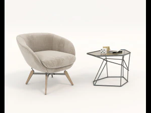 журнальний столик і стільці 4 3D Модель