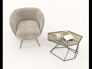 coffee table and chairs 4 3D Model
