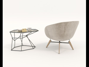 coffee table and chairs 4 3D Model