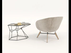 coffee table and chairs 4 3D Model