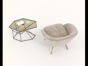 coffee table and chairs 4 3D Model
