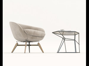 coffee table and chairs 4 3D Model