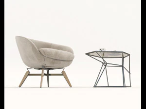 coffee table and chairs 4 3D Model