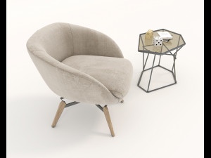 coffee table and chairs 4 3D Model