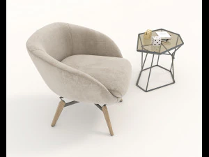 coffee table and chairs 4 3D Model