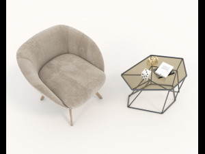 coffee table and chairs 4 3D Model